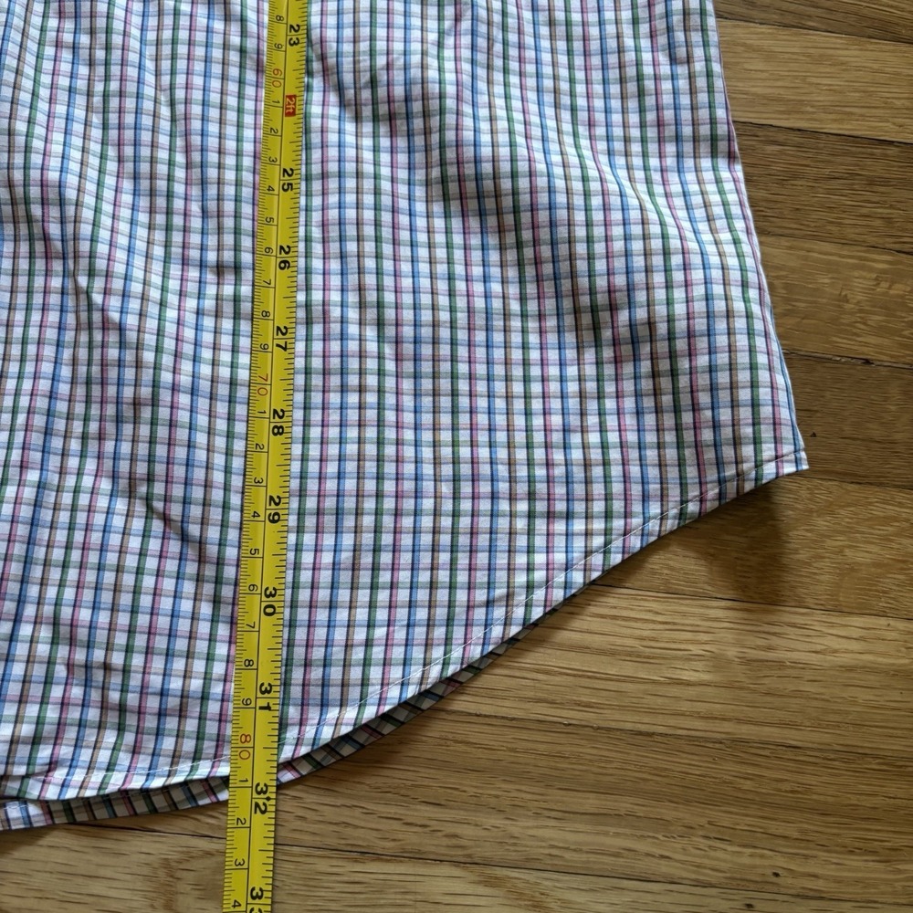 Peter Millar Long Sleeve Dress Shirt Men's M Plaid 100% Cotton Multicolor Cream - Picture 8 of 11
